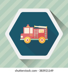 Transportation Fire truck flat icon with long shadow,eps10