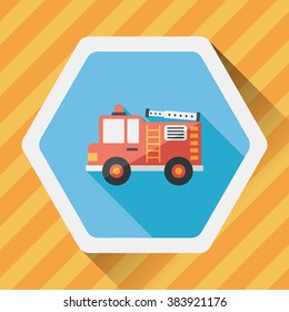 Transportation Fire truck flat icon with long shadow,eps10
