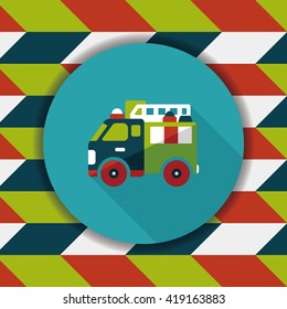 Transportation Fire truck flat icon with long shadow,eps10