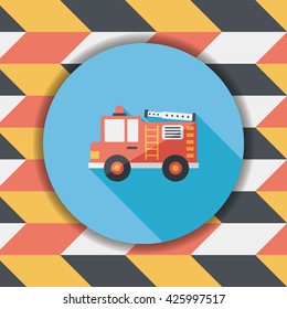 Transportation Fire truck flat icon with long shadow,eps10