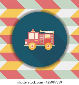 Transportation Fire truck flat icon with long shadow,eps10