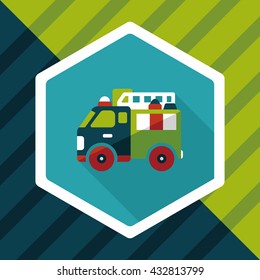 Transportation Fire truck flat icon with long shadow,eps10