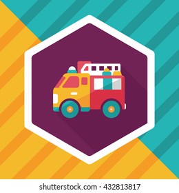 Transportation Fire truck flat icon with long shadow,eps10