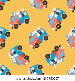 Transportation Fire truck flat icon,eps10 seamless pattern background