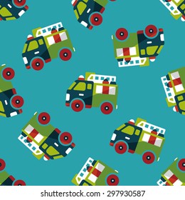 Transportation Fire truck flat icon,eps10 seamless pattern background