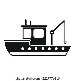 Vector simple del icono del barco de pescado de transporte. Barco pesquero. Buque marítimo