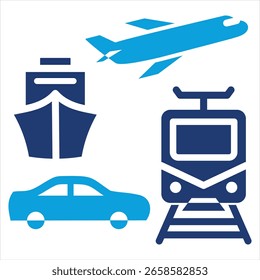 Ilustración vectorial de icono azul plana de Transporte