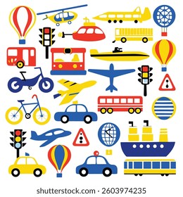 Transportation Flat Design Icon Set