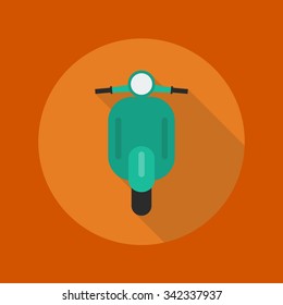 Transportation Flat Icon With Long Shadow. Scooter motorcycle