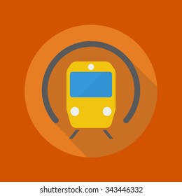 Transportation Flat Icon With Long Shadow. Subway