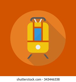 Transportation Flat Icon With Long Shadow. Tram