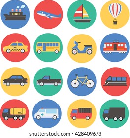 transportation flat icon set