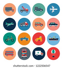 Transportation flat icons. Editable flat icons set ready for your designs. 