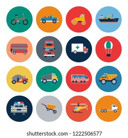 Transportation flat icons. Editable flat icons set ready for your designs. 