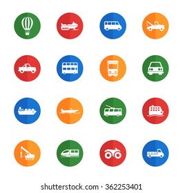 Transportation flat icons for web