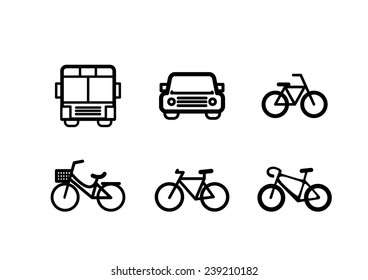 transportation flat line icon set