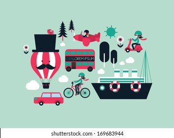 transportation flat vector/illustration