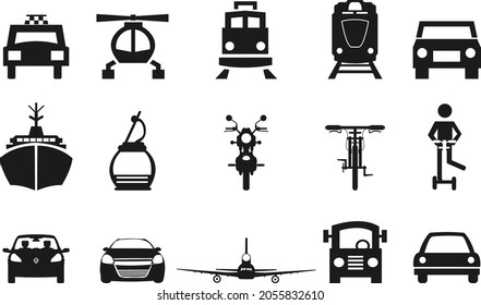 transportation from the front vector icons collection