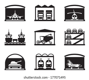 Transportation garages and warehouses - vector illustration