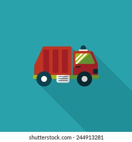 Transportation Garbage truck flat icon with long shadow,eps10