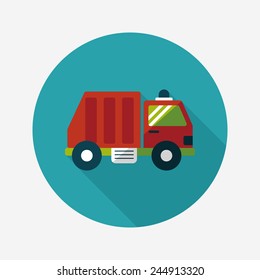 Transportation Garbage truck flat icon with long shadow,eps10