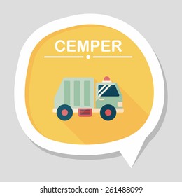 Transportation Garbage truck flat icon with long shadow,eps10