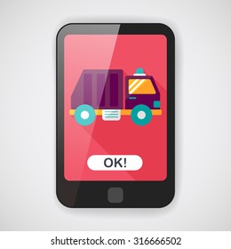 Transportation Garbage truck flat icon with long shadow,eps10