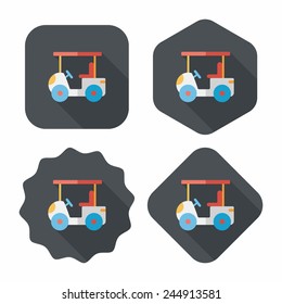 Transportation Golf Cart flat icon with long shadow,eps10