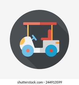 Transportation Golf Cart flat icon with long shadow,eps10