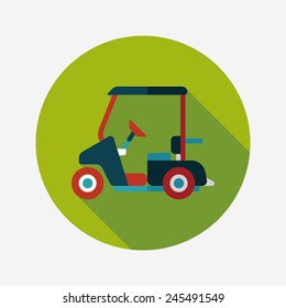 Transportation Golf Cart flat icon with long shadow,eps10