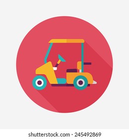 Transportation Golf Cart flat icon with long shadow,eps10