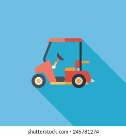 Transportation Golf Cart flat icon with long shadow,eps10