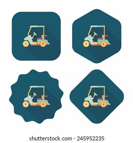 Transportation Golf Cart flat icon with long shadow,eps10
