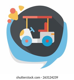 Transportation Golf Cart flat icon with long shadow,eps10
