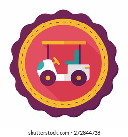 Transportation Golf Cart flat icon with long shadow,eps10