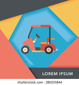Transportation Golf Cart flat icon with long shadow,eps10