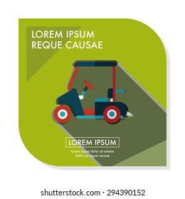 Transportation Golf Cart flat icon with long shadow,eps10