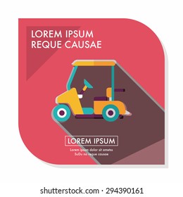 Transportation Golf Cart flat icon with long shadow,eps10