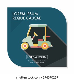 Transportation Golf Cart flat icon with long shadow,eps10