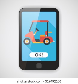 Transportation Golf Cart flat icon with long shadow,eps10