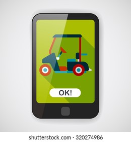 Transportation Golf Cart flat icon with long shadow,eps10