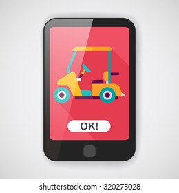 Transportation Golf Cart flat icon with long shadow,eps10
