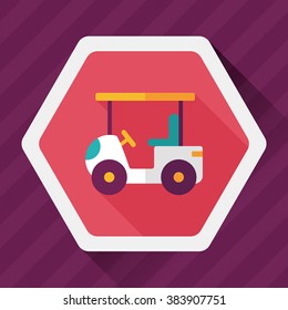 Transportation Golf Cart flat icon with long shadow,eps10