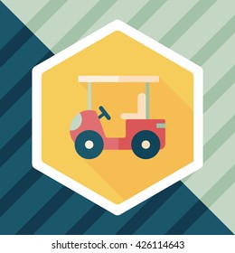 Transportation Golf Cart flat icon with long shadow,eps10