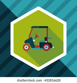 Transportation Golf Cart flat icon with long shadow,eps10
