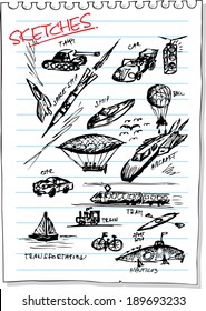 transportation hand drawn collection
