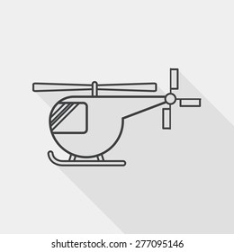 Transportation helicopter flat icon with long shadow, line icon