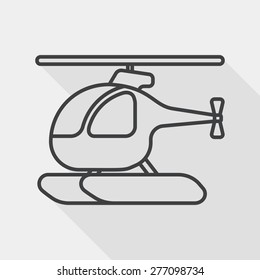Transportation helicopter flat icon with long shadow, line icon