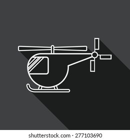Transportation helicopter flat icon with long shadow, line icon