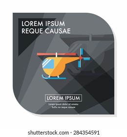 Transportation helicopter flat icon with long shadow,eps10